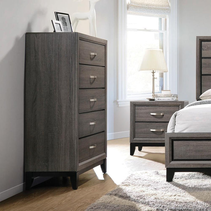 Watson 5-drawer Chest Grey Oak and Black - California Furniture (Coachella, CA)