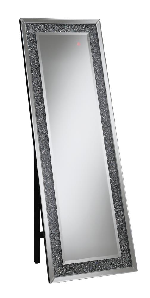 Carisi Rectangular Standing Mirror with LED Lighting Silver - California Furniture (Coachella, CA)