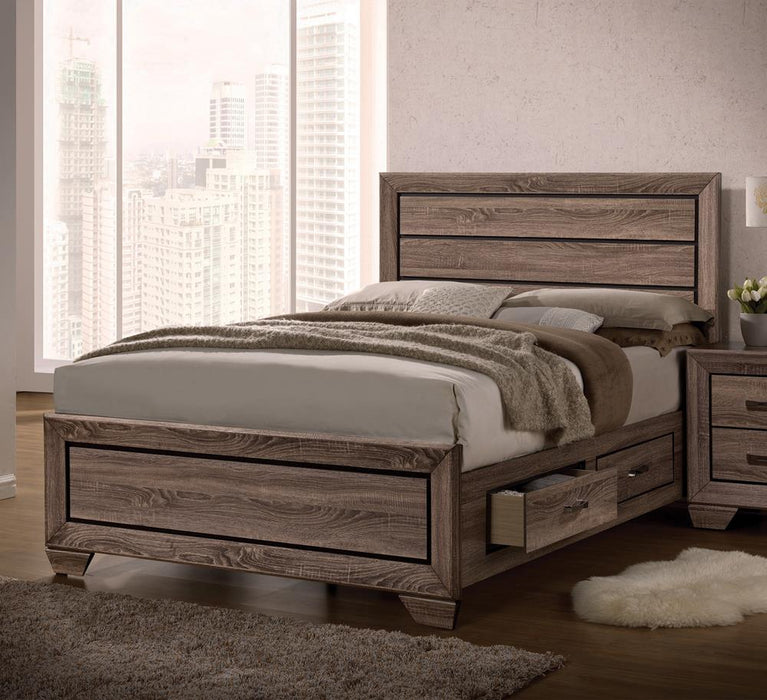 Kauffman California King, E.king, & Queen Panel Bed Washed Taupe - California Furniture (Coachella, CA)