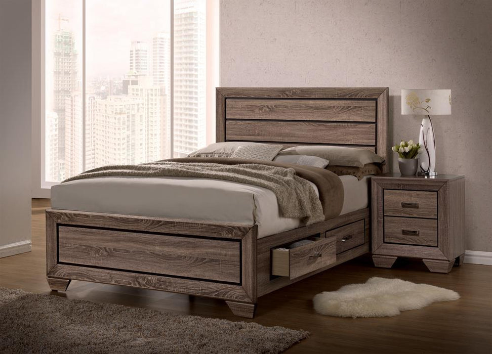 Kauffman California King, E.king, & Queen Panel Bed Washed Taupe - California Furniture (Coachella, CA)