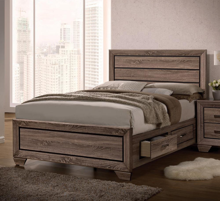 Kauffman California King, E.king, & Queen Panel Bed Washed Taupe - California Furniture (Coachella, CA)