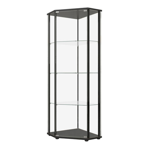 Zenobia Glass Shelf Curio Cabinet Clear and Black - California Furniture (Coachella, CA)
