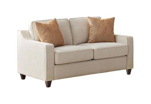 Christine Upholstered Cushion Back Loveseat Beige - California Furniture (Coachella, CA)