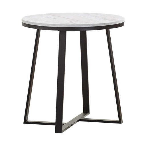 Hugo Metal Base Round End Table White and Matte Black - California Furniture (Coachella, CA)