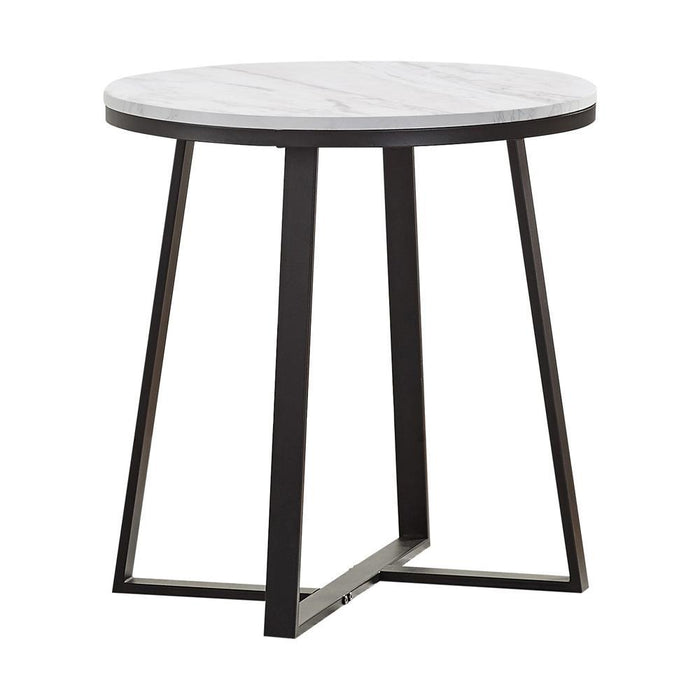 Hugo Metal Base Round End Table White and Matte Black - California Furniture (Coachella, CA)