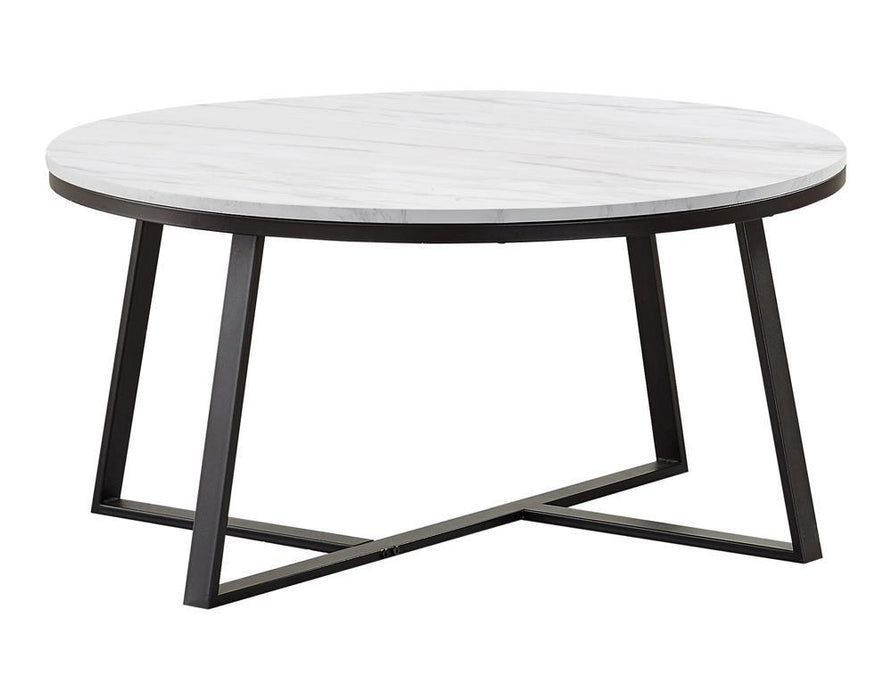 Hugo Round Coffee Table White and Matte Black - California Furniture (Coachella, CA)