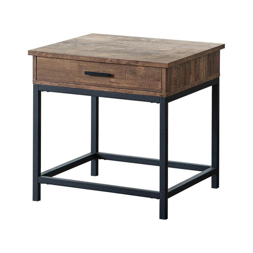 Byers Square 1-drawer End Table Brown Oak and Sandy Black - California Furniture (Coachella, CA)