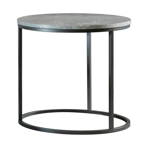 Lainey Faux Marble Round Top End Table Grey and Gunmetal - California Furniture (Coachella, CA)