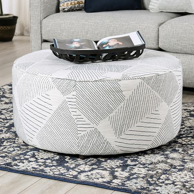 CHANCERY Ottoman, Gray/Navy - California Furniture (Coachella, CA)