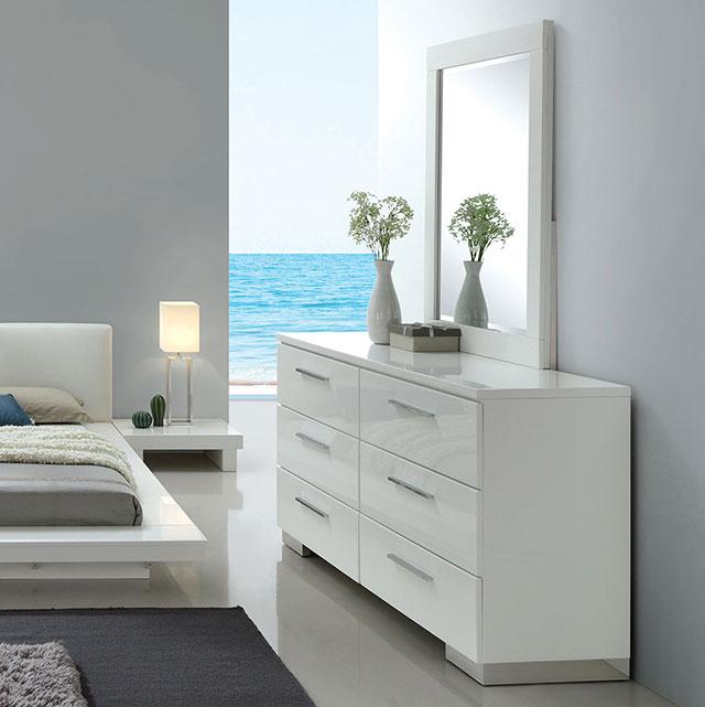 Christie Glossy White Dresser - California Furniture (Coachella, CA)