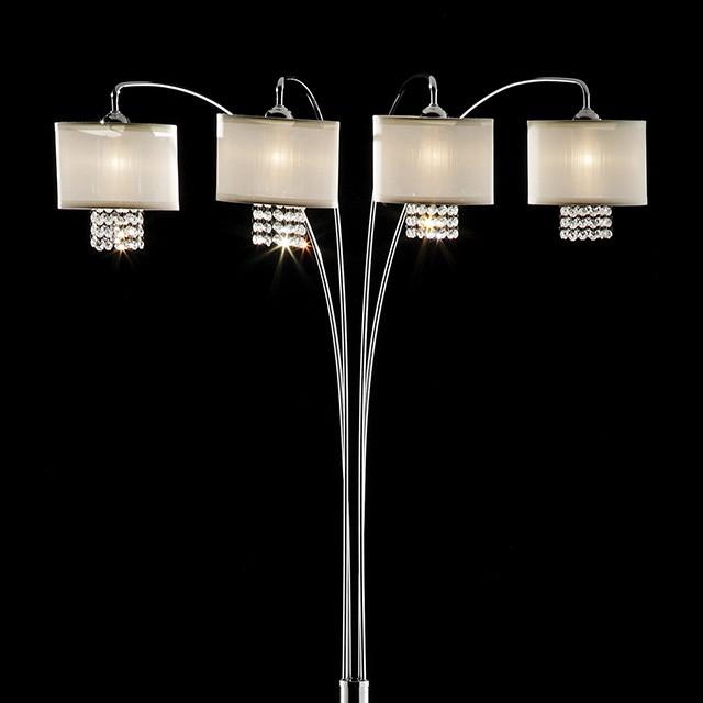 Claris Ivory/Chrome Arch Lamp, Hanging Crystal - California Furniture (Coachella, CA)
