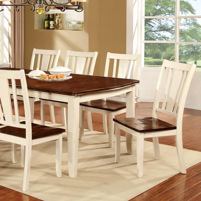 DOVER Vintage White/Cherry Dining Table w/ 18" Leaf - California Furniture (Coachella, CA)
