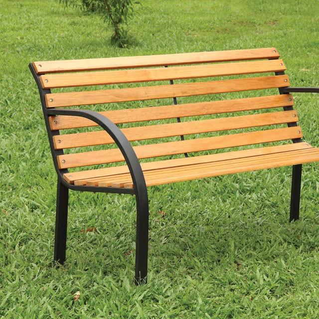 DUMAS Oak/Black Patio Wooden Bench - California Furniture (Coachella, CA)