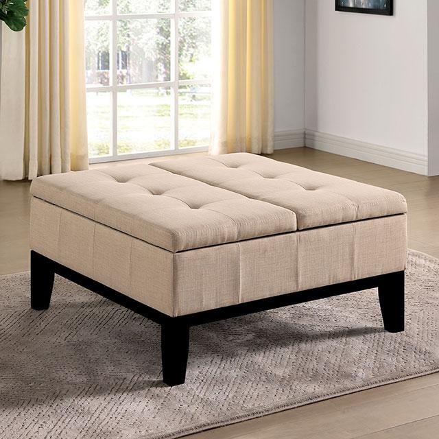 FAZIO Storage Ottoman, Beige - California Furniture (Coachella, CA)