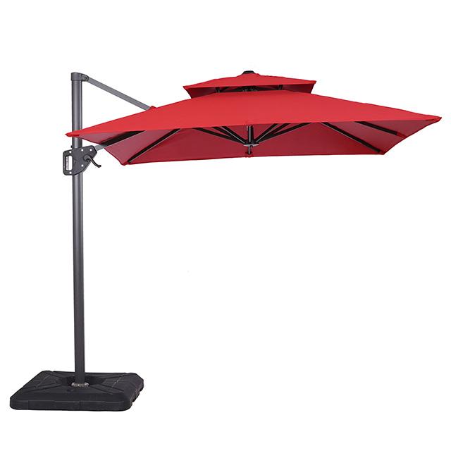 Fida 8 Ft Square Umbrella w/ Double Top + 37" Large Base - California Furniture (Coachella, CA)