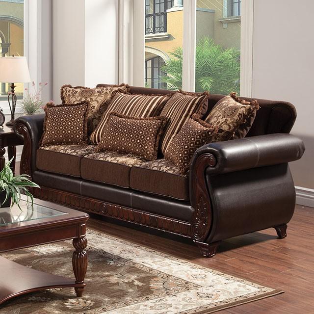 Franklin Dark Brown/Tan Sofa, Dark Brown - California Furniture (Coachella, CA)