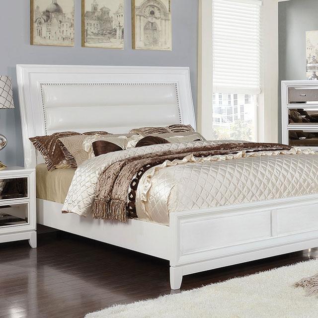 Golva E.King & Queen Bed White & Silver - California Furniture (Coachella, CA)