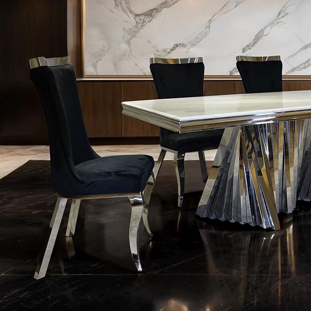 Basilicata 7 Pc Dining Table Set Chrome & Gold 5 - California Furniture (Coachella, CA)