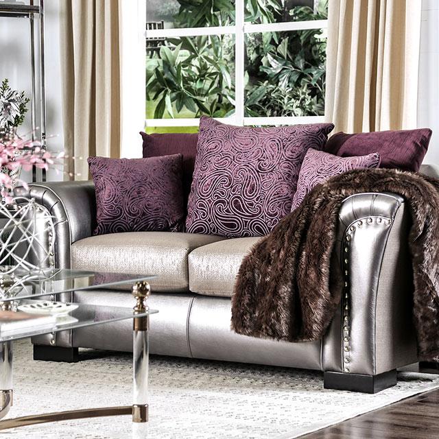 Benigno Love Seat Silver & Gray - California Furniture (Coachella, CA)