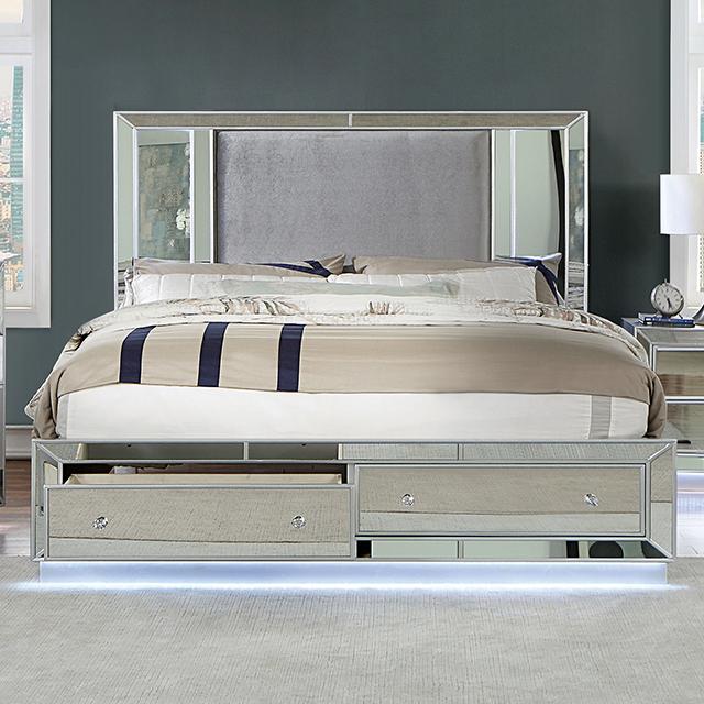 BELLADONNA Cal.King, E.King & Queen Bed, Silver - California Furniture (Coachella, CA)