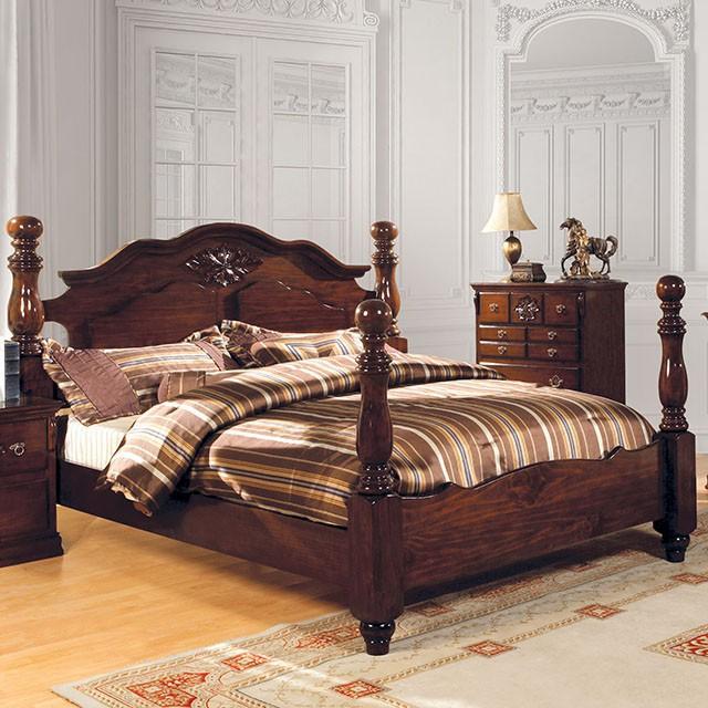Tuscan II Glossy Dark Pine Cal.King, E.King, & Queen Bed - California Furniture (Coachella, CA)