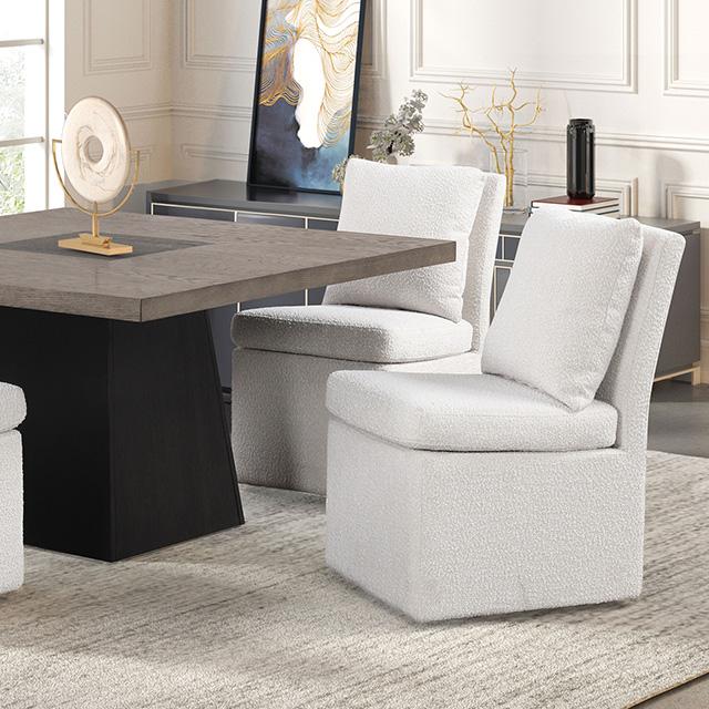 Broager 5 Pc Dining Table Set (White Swivel Chairs) - California Furniture (Coachella, CA)