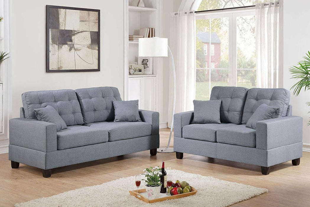 Chixin 2-Pcs Sofa Set/Grey Fabric in Grey/Dark Coffee