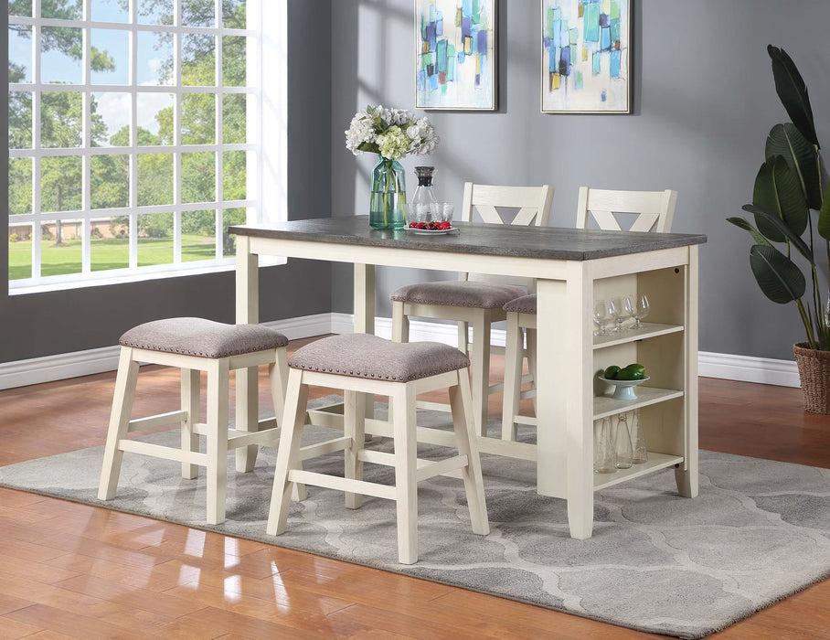 Minyou Counter Height Dining Table in White + Grey