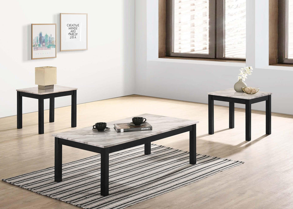 Liihfd 3-Pcs Coffee Table Set in Marble White