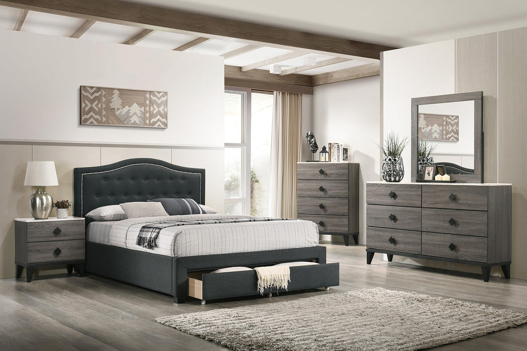 Liihcc Ek Bed Charcoal Burlap in Charcoal / Black - California Furniture (Coachella, CA)