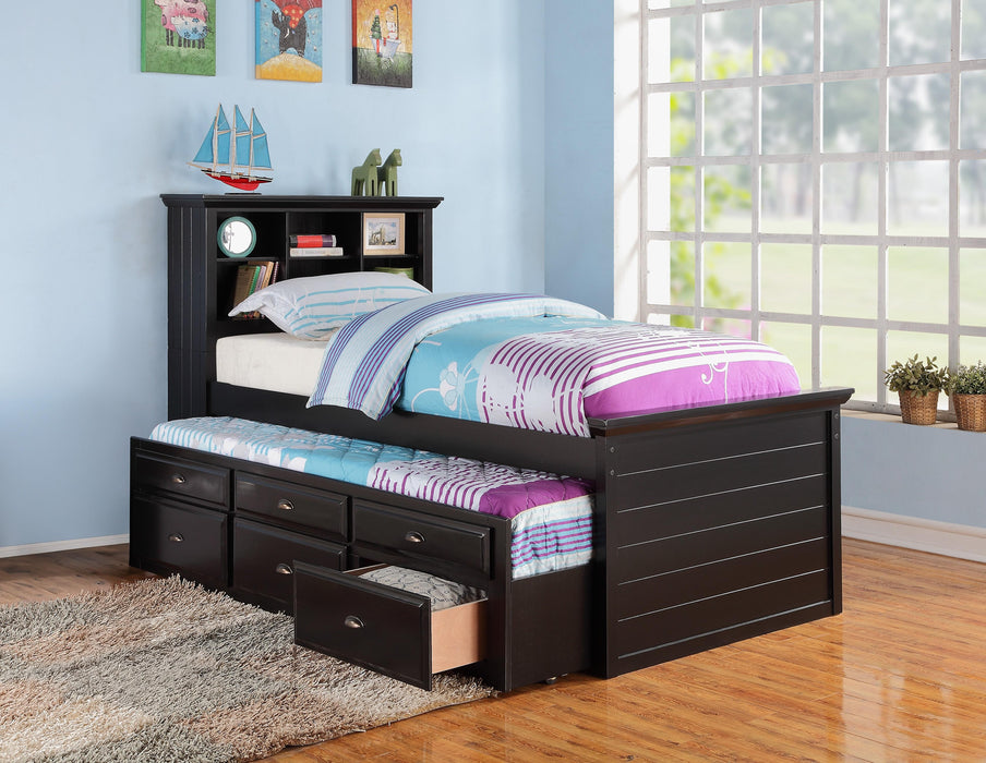 Mcraft Twin Bed W/Trundle-Black W. Drawers in Black