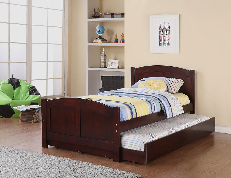 Mcraft Twin Bed W/Trundle-Cherry in Dark Cherry