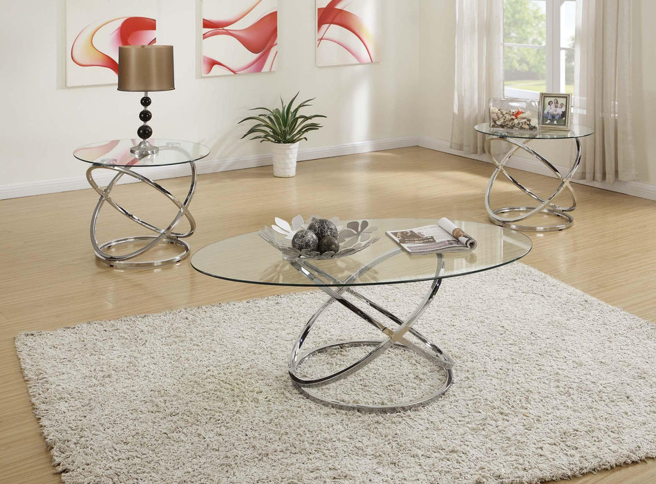 Tjitra 3-Pcs Coffee Table Set in Clear Chrome