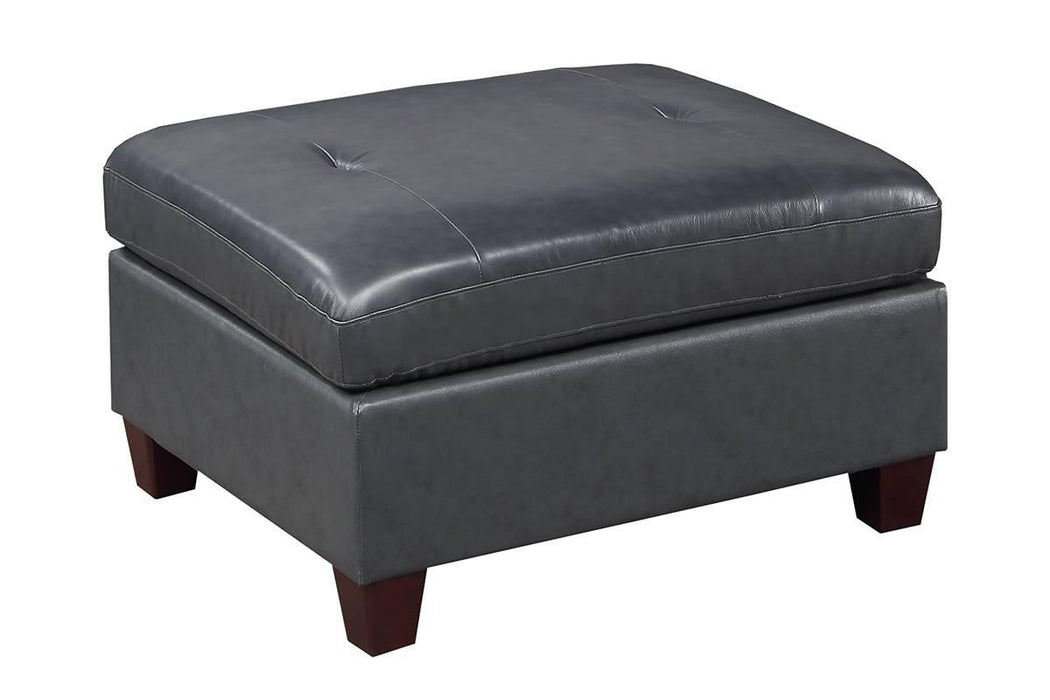 Uefurn Ottoman/ Black Genuine Leather in Black