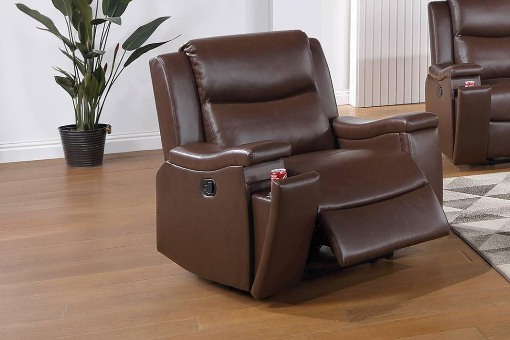 Uniqvn Recliner W/Cup Holder in Camel