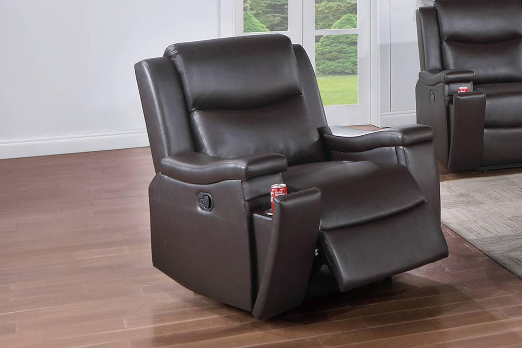 Uniqvn Recliner W/Cup Holder in Espresso