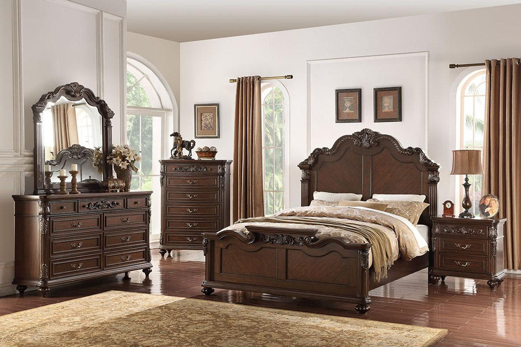 Viethn Queen Bed/Vaneer/Dark Walnut in Antique Cherry