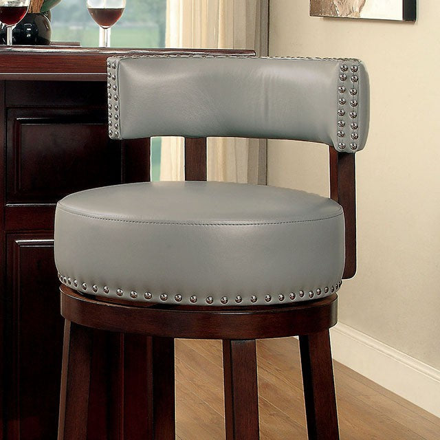 SHIRLEY Dark Oak/Gray 29" Bar Stool - California Furniture (Coachella, CA)