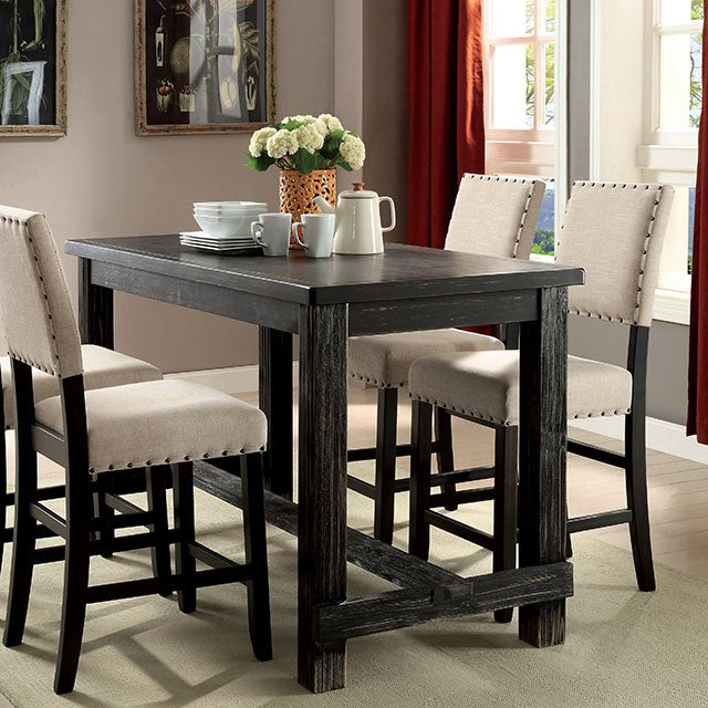 Sania 5 Pc Counter Ht Table Set Black - California Furniture (Coachella, CA)
