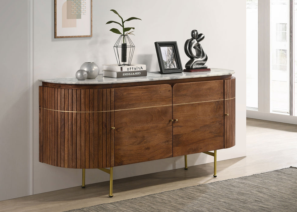 Ortega 4-door Marble Top Dining Sideboard Server White and Natural - California Furniture (Coachella, CA)