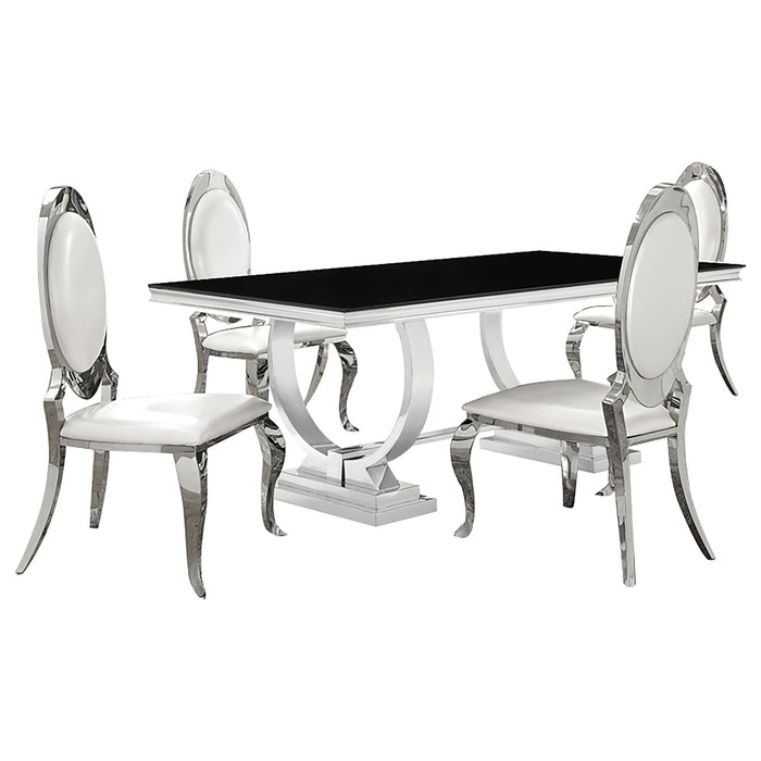 Antoine Rectangular Glass Top Dining Set Chrome - California Furniture (Coachella, CA)