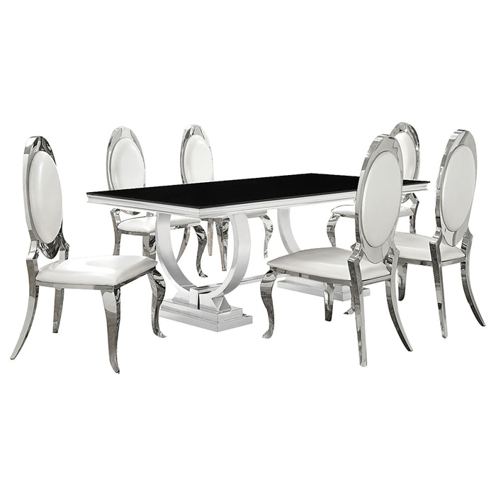 Antoine Rectangular Glass Top Dining Set Chrome - California Furniture (Coachella, CA)