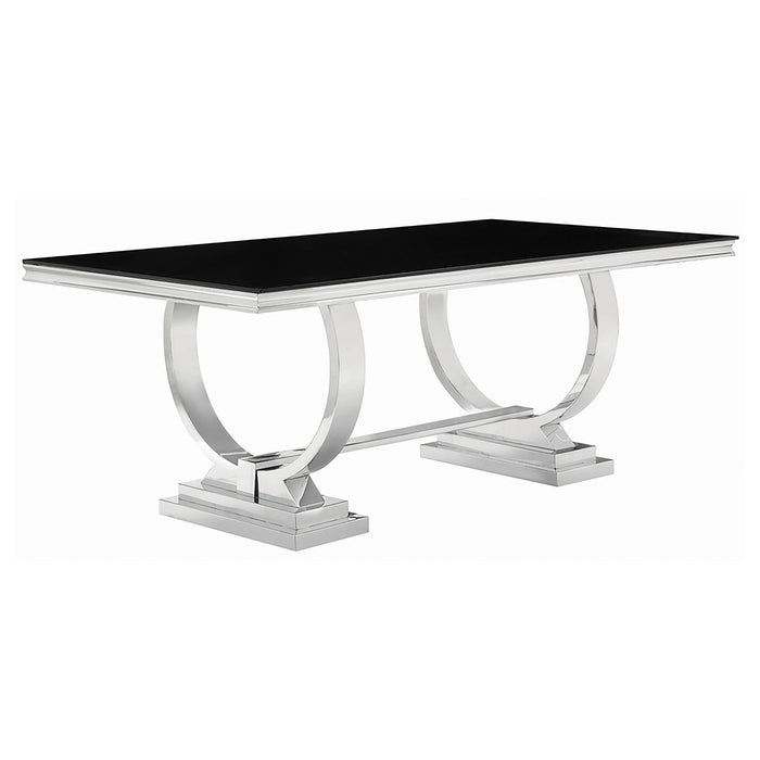 Antoine Rectangular Glass Top Dining Set Chrome - California Furniture (Coachella, CA)