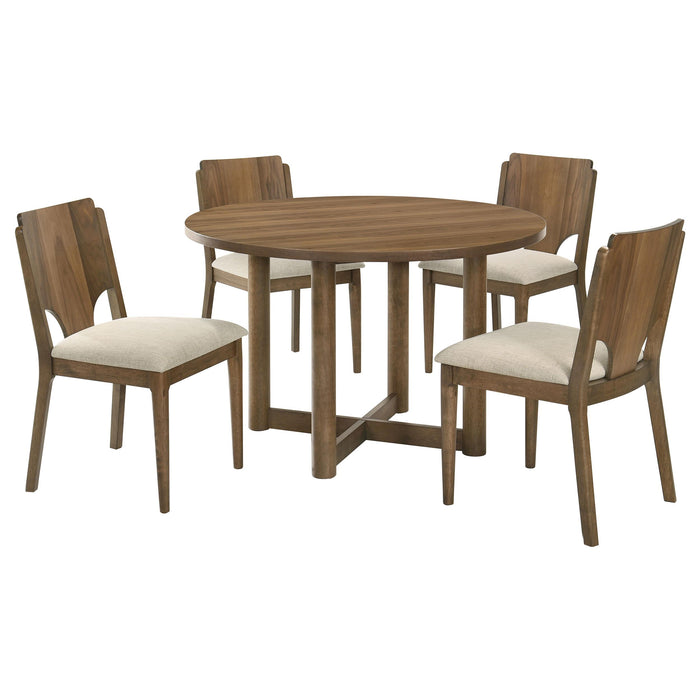 Crestmore 5-piece 46-inch Round Wood Dining Table Set Walnut - California Furniture (Coachella, CA)