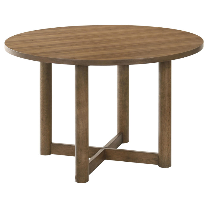 Crestmore 5-piece 46-inch Round Wood Dining Table Set Walnut - California Furniture (Coachella, CA)