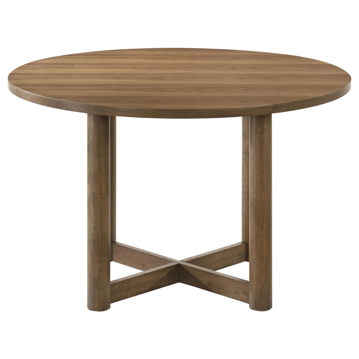 Crestmore 5-piece 46-inch Round Wood Dining Table Set Walnut - California Furniture (Coachella, CA)