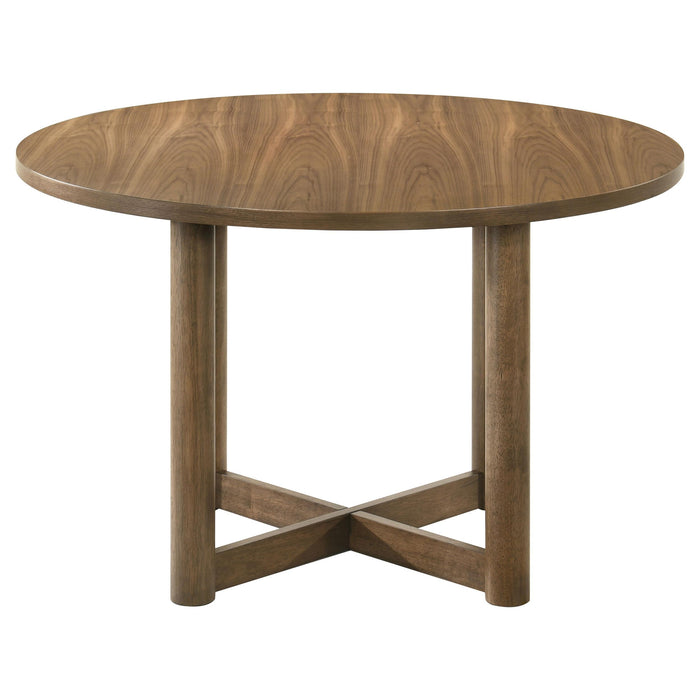 Crestmore 5-piece 46-inch Round Wood Dining Table Set Walnut - California Furniture (Coachella, CA)