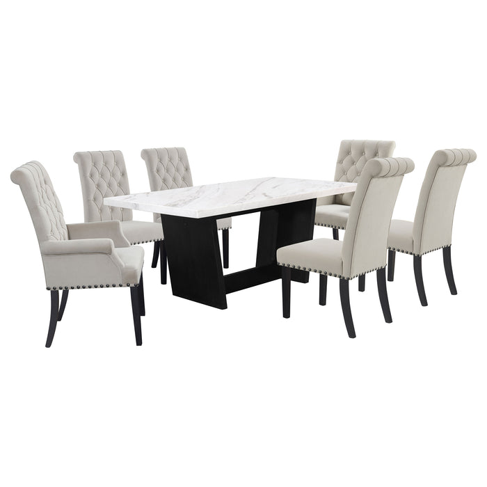Sherry Rectangular Marble Top Dining Table set - California Furniture (Coachella, CA)