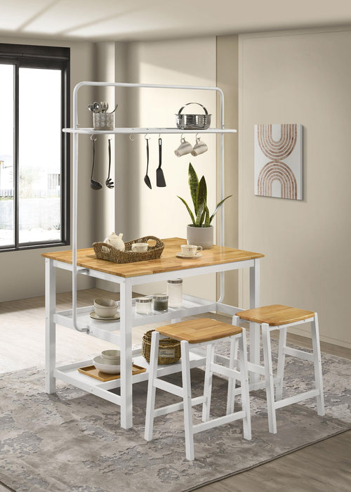 Edgeworth 3-piece Kitchen Island Counter Table Set White - California Furniture (Coachella, CA)
