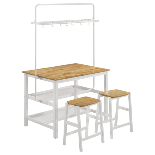 Edgeworth 3-piece Kitchen Island Counter Table Set White - California Furniture (Coachella, CA)